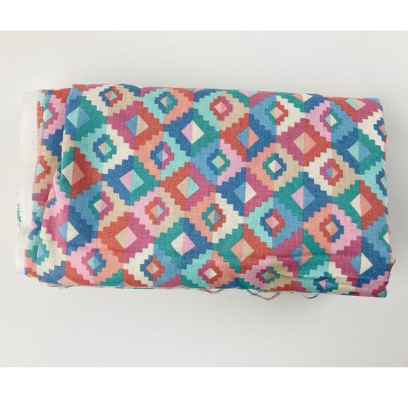 Cranston Print Works Fabric VIP Southwest Design Pink Blue Green Geometric 3yds - Picture 10 of 10